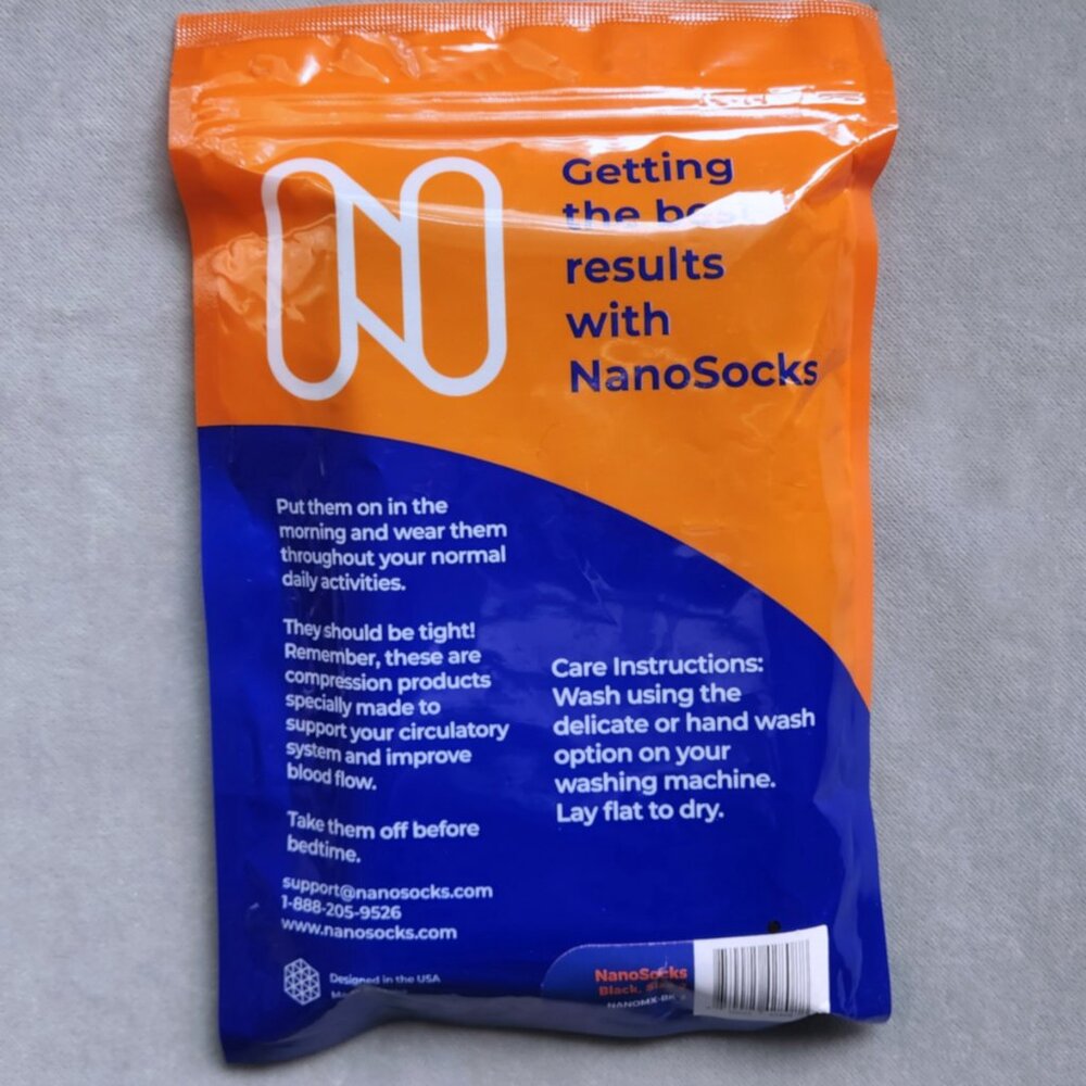 New Black NanoSocks Pain Relief Compression Socks Size 2 Medium